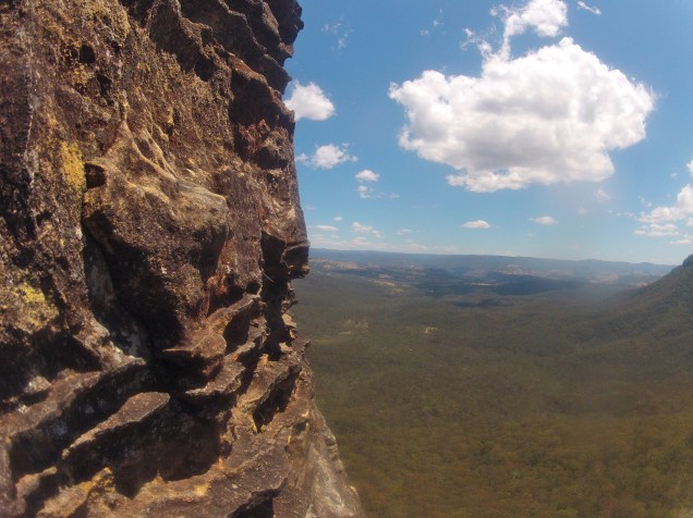 Enjoying the view, climbing out at Boar's Head