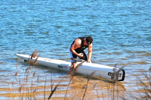 Baz - kayaking Narrabeen Lake, Sydney, Australia