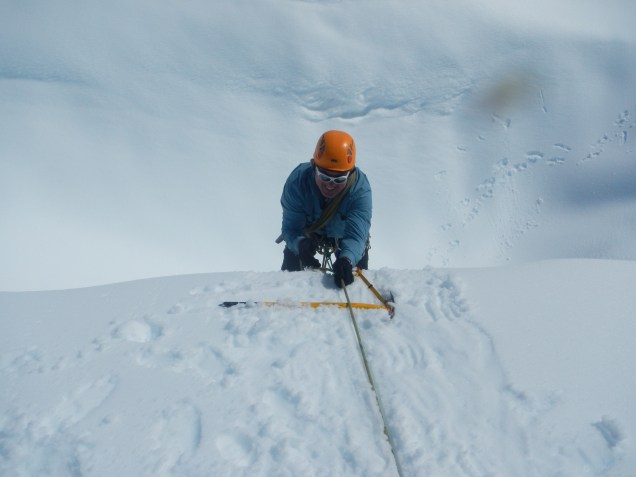 Baz - Fox Glacier, practising crevasse rescues