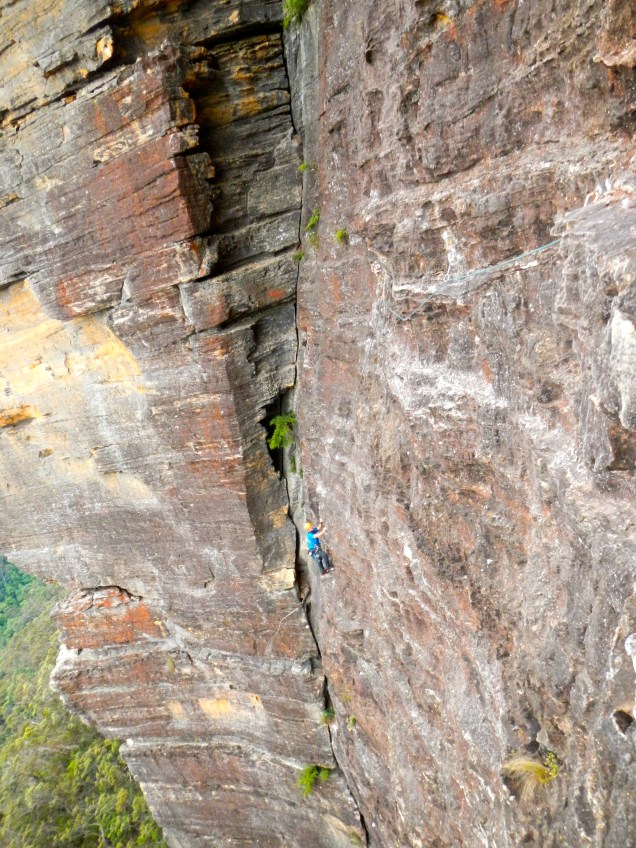 Baz - climbing Sweet Dreams, Blue Mountains, Australia