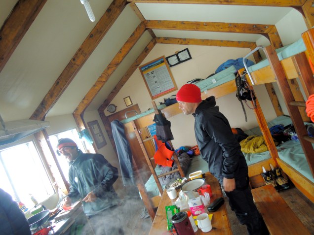 Relaxing during the storm, Colin Todd Hut