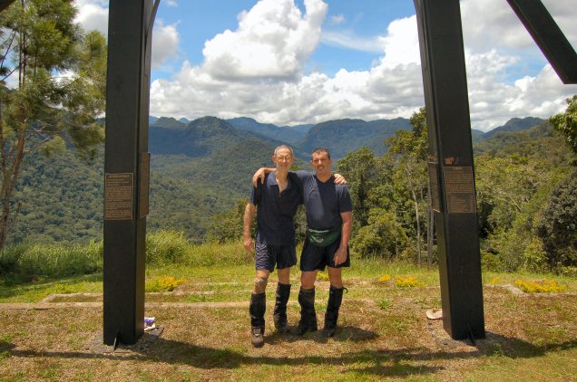 An enduring Australian quaility - Mateship. Bob and Baz, the Kokoda Track trails into the distance behind us