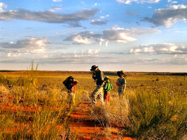 Mates hanging out in the outback - with fly nets